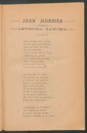 Juan Moreira : Leyenda gaucha