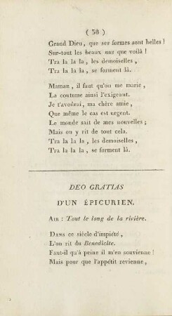 Deo Gratias D'Un Épicurien.