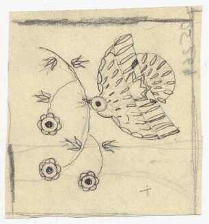 Vogel mit Zweig : Stilisierter Vogel mit Zweig im Schnabel