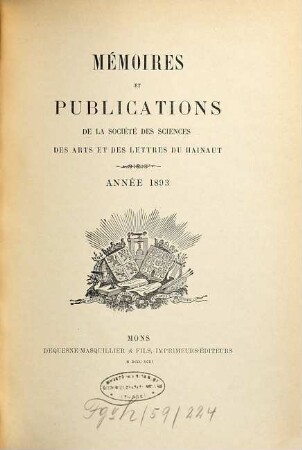 Mémoires et publications. 6. 1893