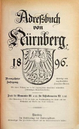 Adreßbuch von Nürnberg. 1896 = Jg. 19