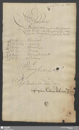 Verzeichnüß Derer Außbeuthen welche aufs Qvartal Luciæ 1736. in der Obergebürgischen Oberzehenden Inspection geschloßen worden ... Schlettau am 13. Febr. 1737 - XVII 103 4. (1736,L)