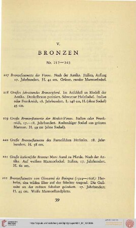 V. Bronzen, Metallarbeiten)