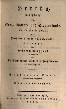 Hertha : Zeitschrift für Erd-, Völker- und Staatenkunde. 7. 1826