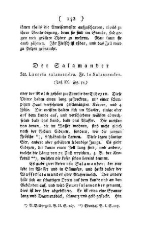 ¬Der¬ Salamanda : Lat. Lacerta salamandra ; Fr. le Salamandre ; (Taf. IX, Fig 54)