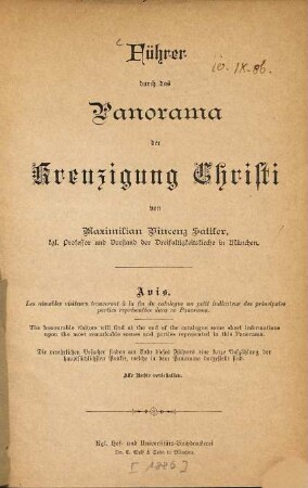 Führer durch das Panorama der Kreuzigung Christi