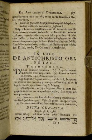 In Loco De Antichristo Orientali.