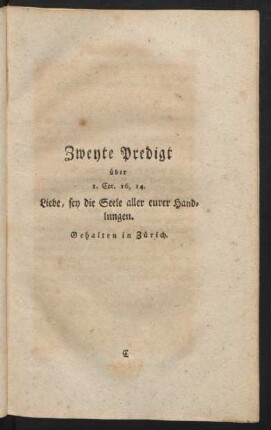 Zweyte Predigt über I. Cor. 16, 14.