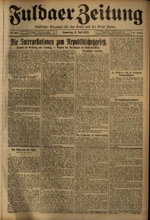 Ausgabe vom Samstag, den 08. Juli 1922.
