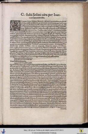 C. Iulii Solini vita per Ioannem Camertem edita.