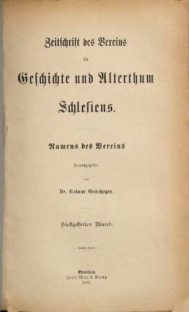 Zeitschrift des Vereins für Geschichte und Alterthum Schlesiens. 17. 1883