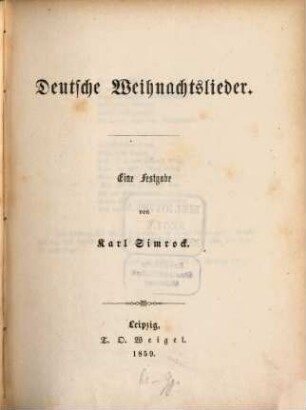 Deutsche Weihnachtslieder : Eine Festgabe
