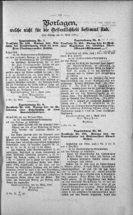 Vorlagen welche nicht für die Oeffentlichkeit bestimmt sind., 13. April 1898
