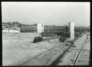 Aldingen, Wehr und Kraftwerk im Bau vom Oberwasser