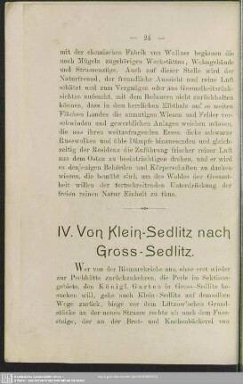 IV. Von Klein-Sedlitz nach Gross-Sedlitz