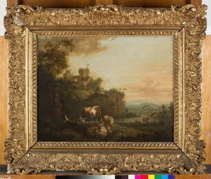 Landschaft mit Viehgruppen