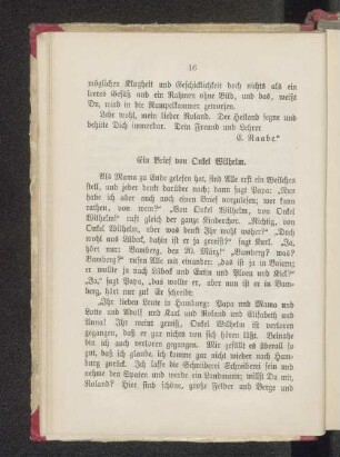 Ein Brief von Onkel Wilhelm.