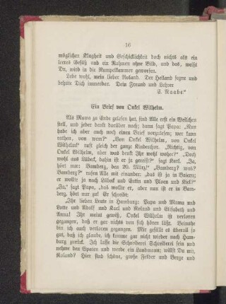 Ein Brief von Onkel Wilhelm.