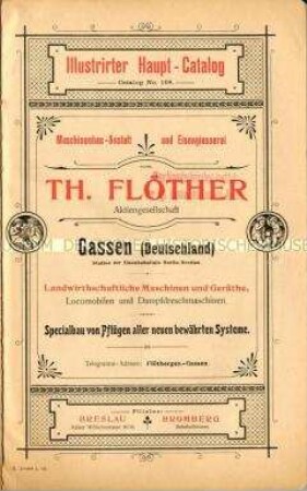Illustrirter Haupt-Catalog (Catalog No. 108) / Landwirthschaftliche Maschinen und Geräthe.