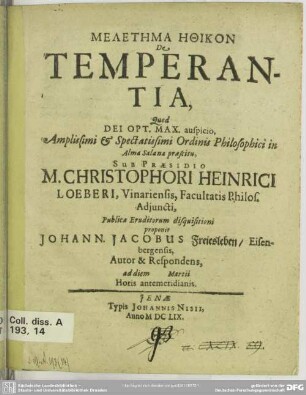 Meletēma Ēthikon de temperantia