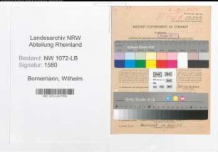 Entnazifizierung Wilhelm Bornemann , geb. 16.09.1903 (Mueller)