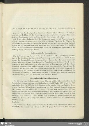 Versuche Zur Näheren Deutung Des Siliziumeinflusses