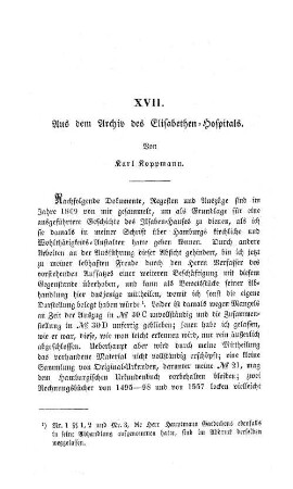 Aus dem Archiv des Elisabethen-Hospitals