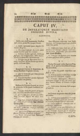 Caput IV. De Imperatoriae Majestatis Origine Divina.
