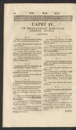 Caput IV. De Imperatoriae Majestatis Origine Divina.