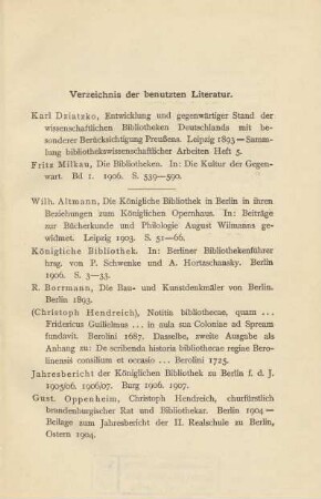 Verzeichnis der benutzten Literatur