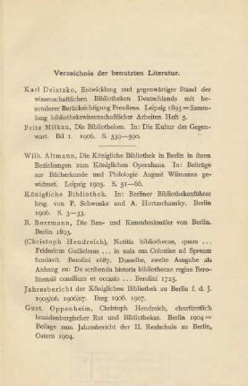 Verzeichnis der benutzten Literatur