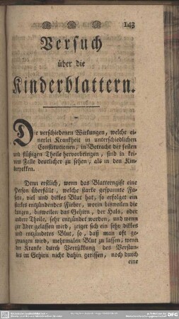 Versuch über die Kinderblattern