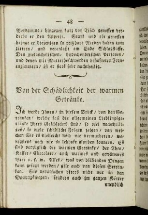 Von der Schädlichkeit der warmen Getränke