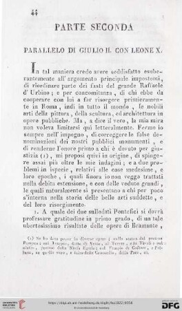 Parte seconda: Parallelo di Giulio II. con Leone X.