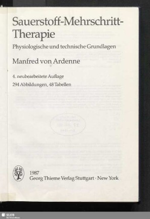 Sauerstoff-Mehrschritt-Therapie : physiologische und technische Grundlagen : 48 Tabellen