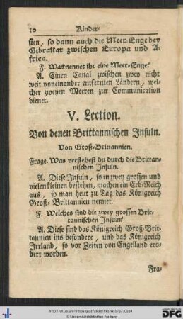 V - VI. Von denen Brittannischen Insuln.