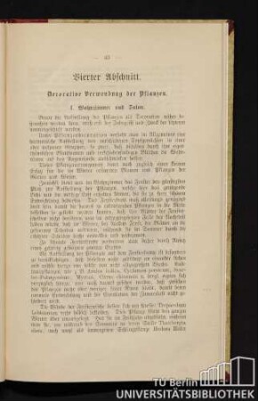 Vierter Abschnitt. Decorative Verwendung der Pflanzen.
