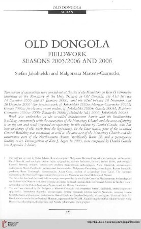 18: Old Dongola : fieldwork seasons 2005/2006 and 2006