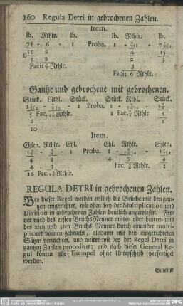 Regula Detri in gebrochenen Zahlen
