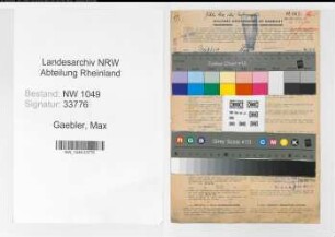Entnazifizierung Max Gaebler , geb. 01.11.1890 (Kaufmann)