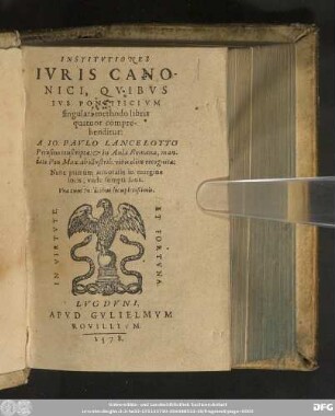 Institvtiones Ivris Canonici : Qvibus Ivs Pontificivm singulari methodo libris quatuor comprehenditur