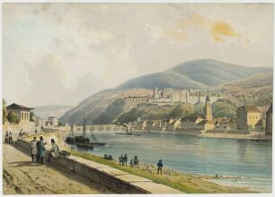Heidelberg, Stadt, Schloss und Alte Brücke von Nordwesten
