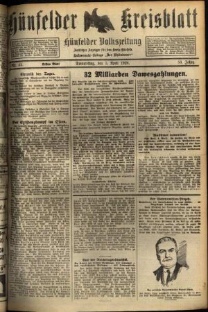 Erste Ausgabe vom Donnerstag, den 05. April 1928.