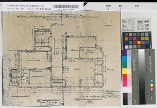Neubau des Empfangsgebäudes auf Bahnhof Lütgendortmund: Grundriß Erdgeschoß, M. 1:100 Hge, Sknr.: 1, Fanr.: 6, Bunr.: 1