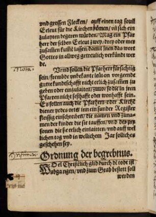 CXXIXv-CXXXIVr, Ordnung der begrebnuß