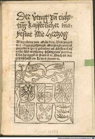 Vertrag und Richtung mit Herzog Albrecht von München wegen der Stadt Regensburg : Augsburg, 1492.05.25