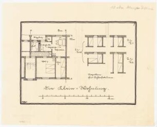 Musterhäuser für Kleinsiedlungen: Entwurf für eine Musterwohnung/Kleinwohnung Grundrisse und Grundrissausschnitte 1:100