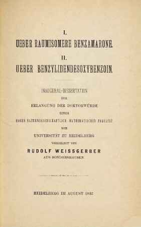 Ueber Raumisomere Benzamarone : Ueber Benzylidendesoxybenzoin