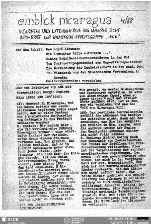 Das Sopos-Abkommen : aus dem Interview von ANN mit Vizepräsident Sergio Ramires März 1988