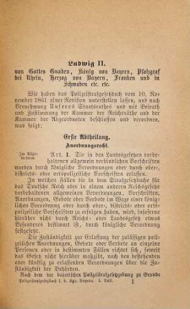 Polizeistrafgesetzbuch für Bayern vom 26. Dezember 1871 : Zum Handgebrauch